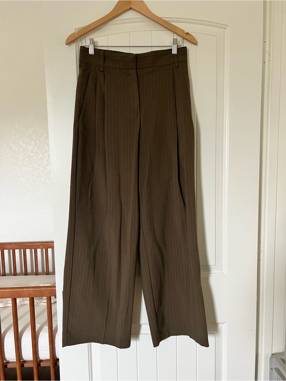 Mango women's Brown Pinstripe Dress Pants